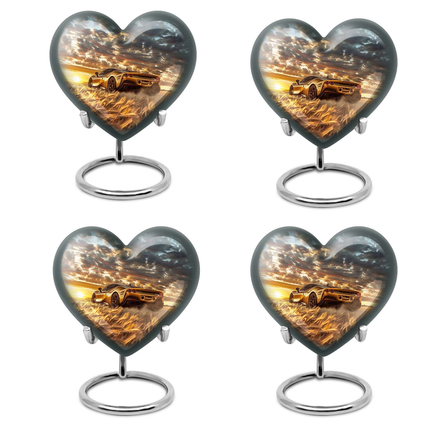 10-inch heart shaped car urn with butterfly design for dad