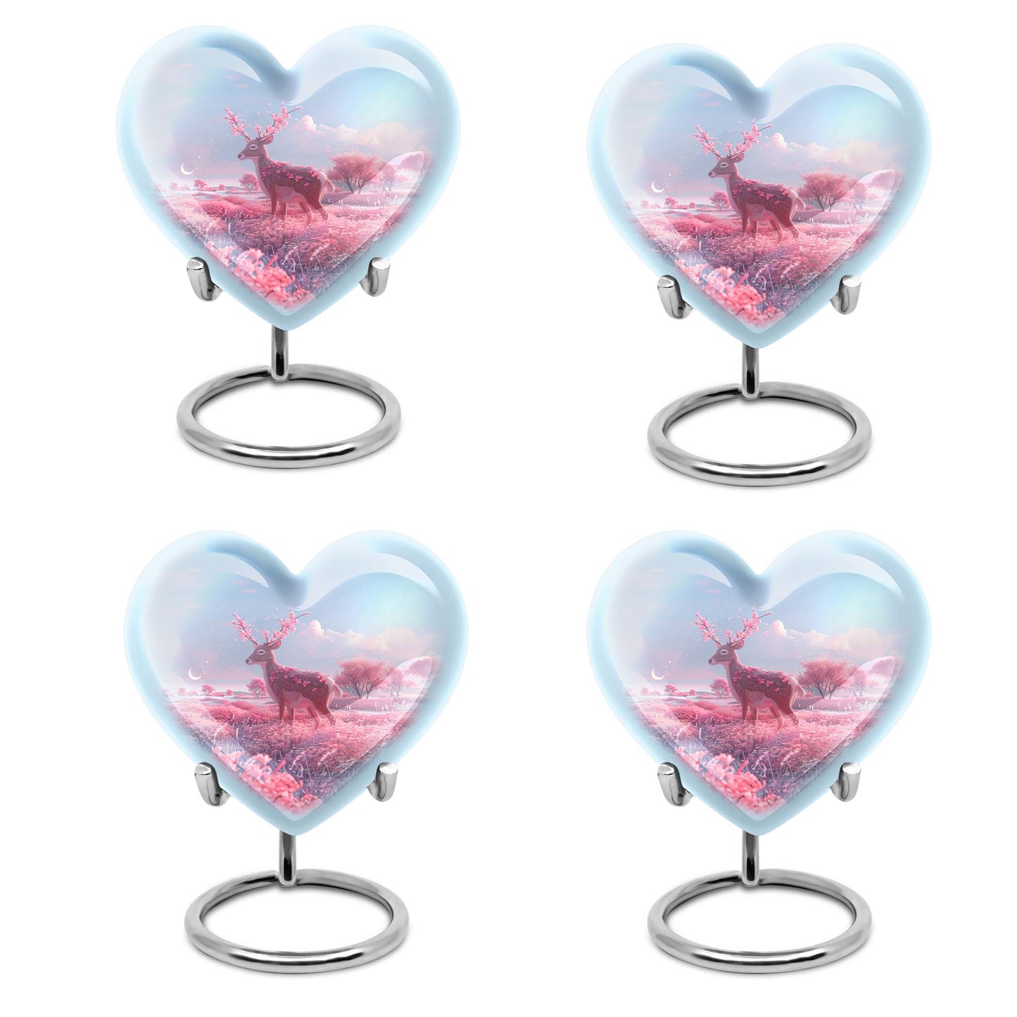 Heart shaped 10-inch Deer Urn, designed with Gramophone theme for human ash memorial