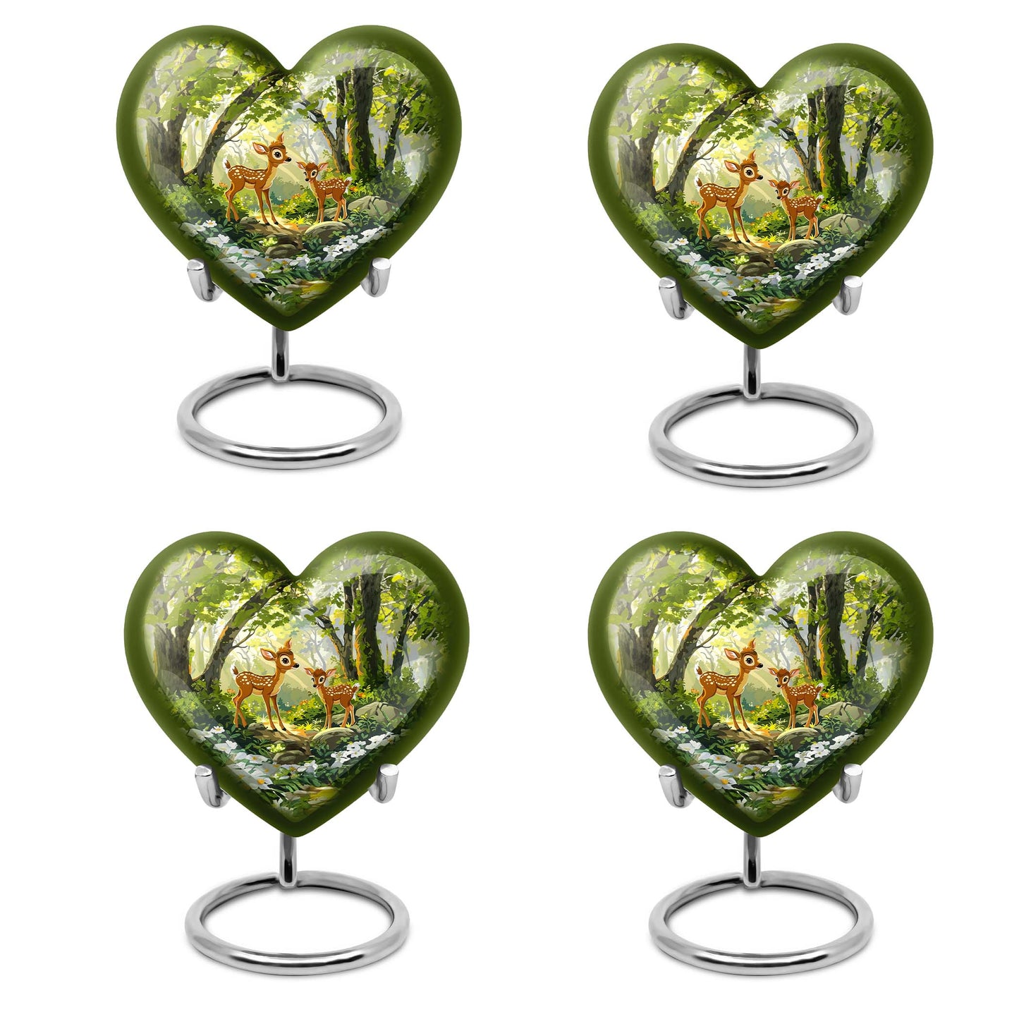 Large 10 inch heart-shaped deer urn for men's