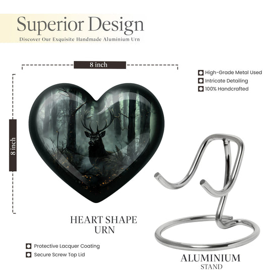 10 inch heart-shaped deer urn