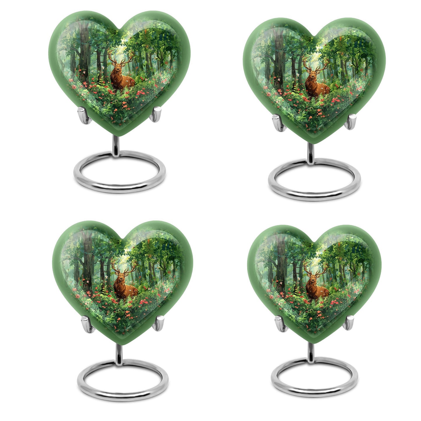 Engraved Hearts themed deer memorial urn