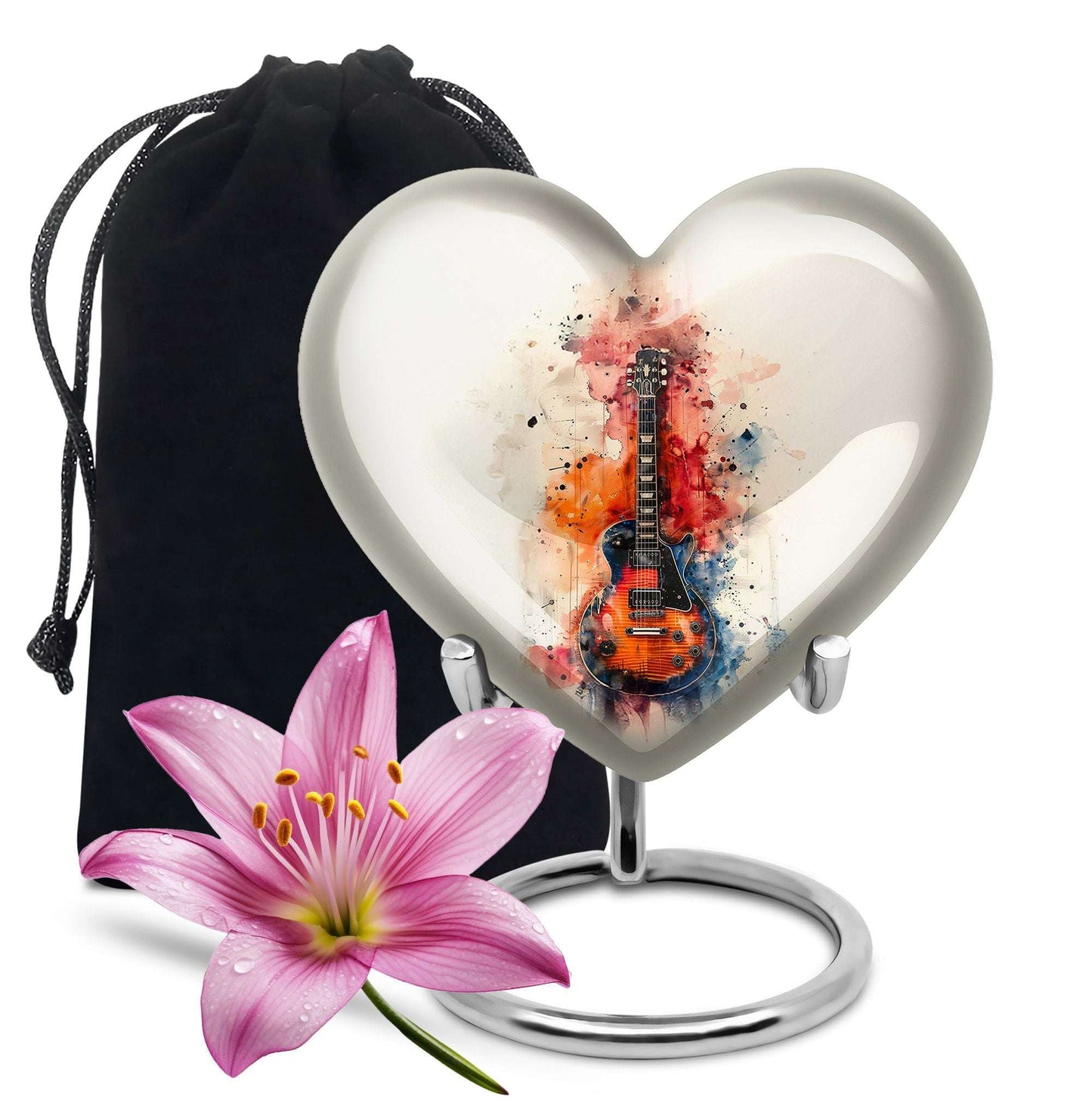 Guitar Large Cremation Urn for Adult Human Ashes - Colorful Guitar Urn For Musicians
