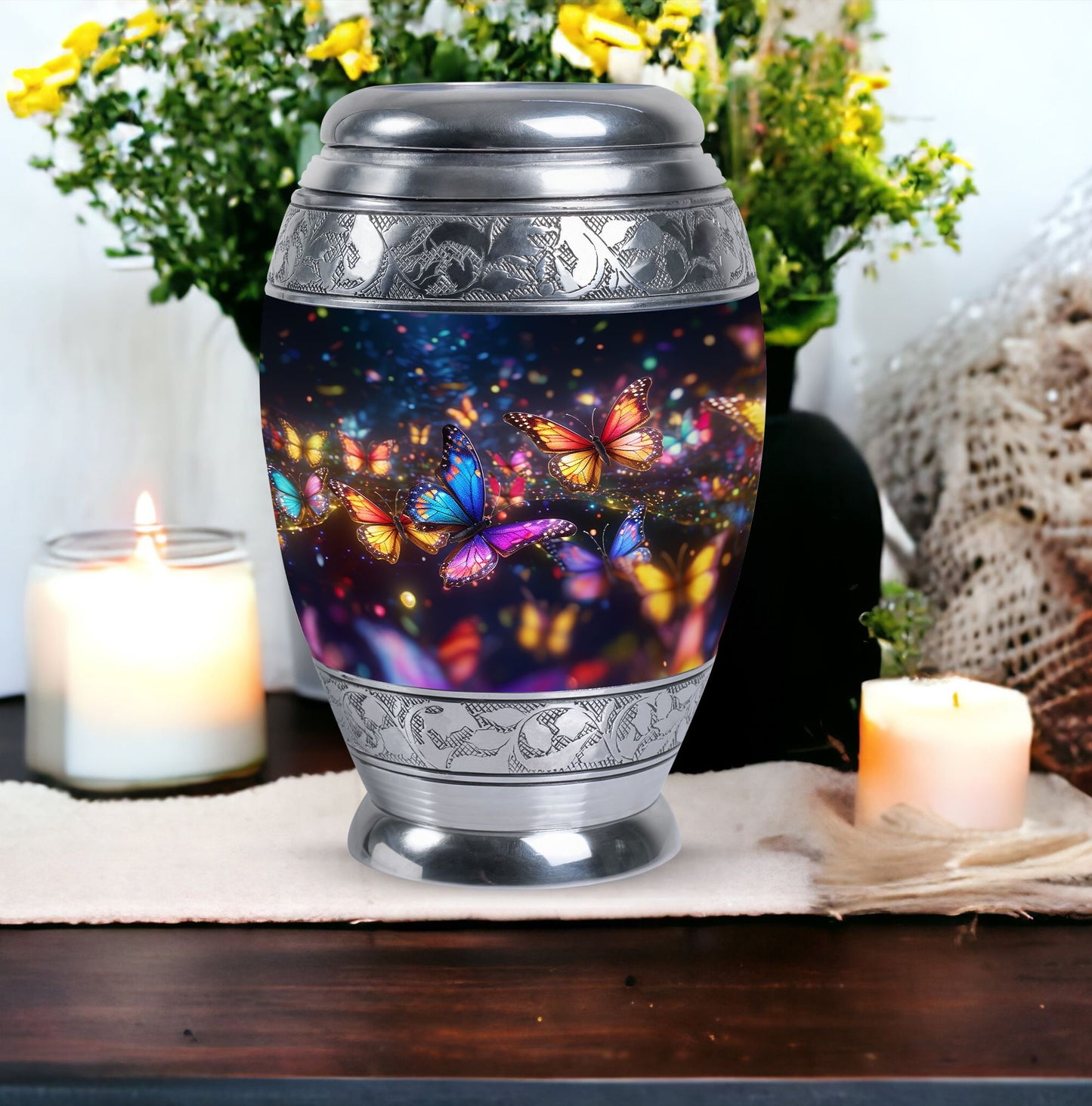 Classic Purple Butterfly Memorial Urn.