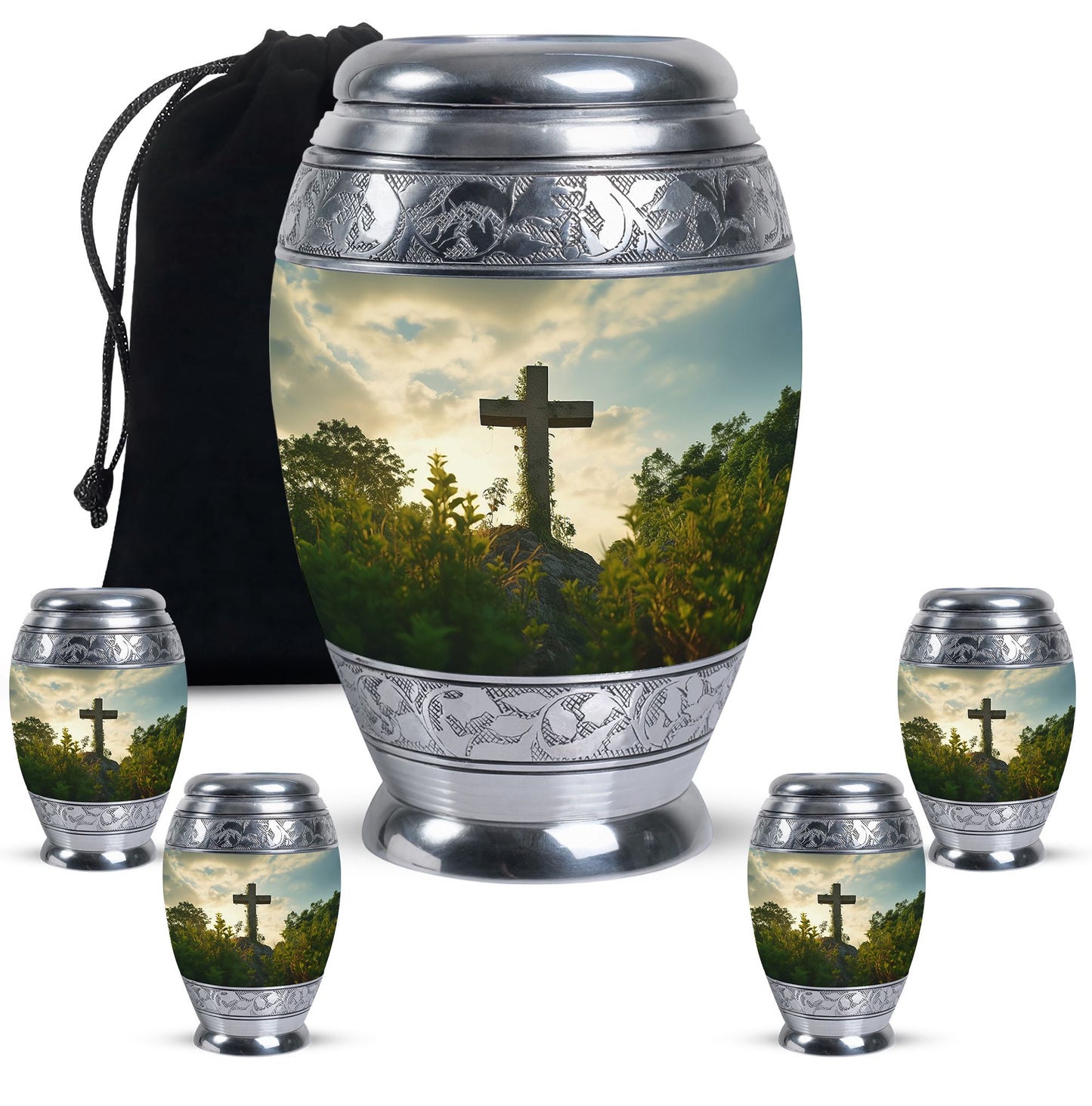 Personalized Religious Cremation Urn for Human Ashes - 10-inch, 200 cu in - Yatskia