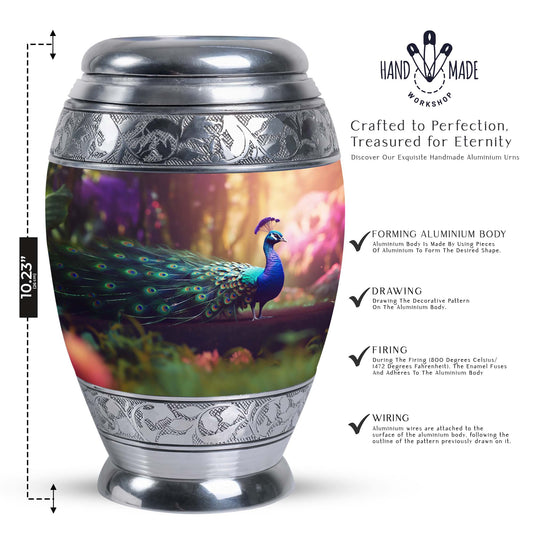Classic 3-inch Peacock Urn for Ashes made of Aluminium