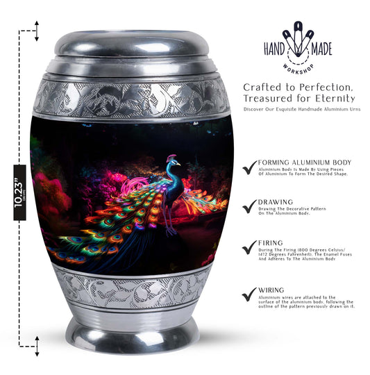 Classic Peacock Cremation Urn with 200 cubic inch capacity