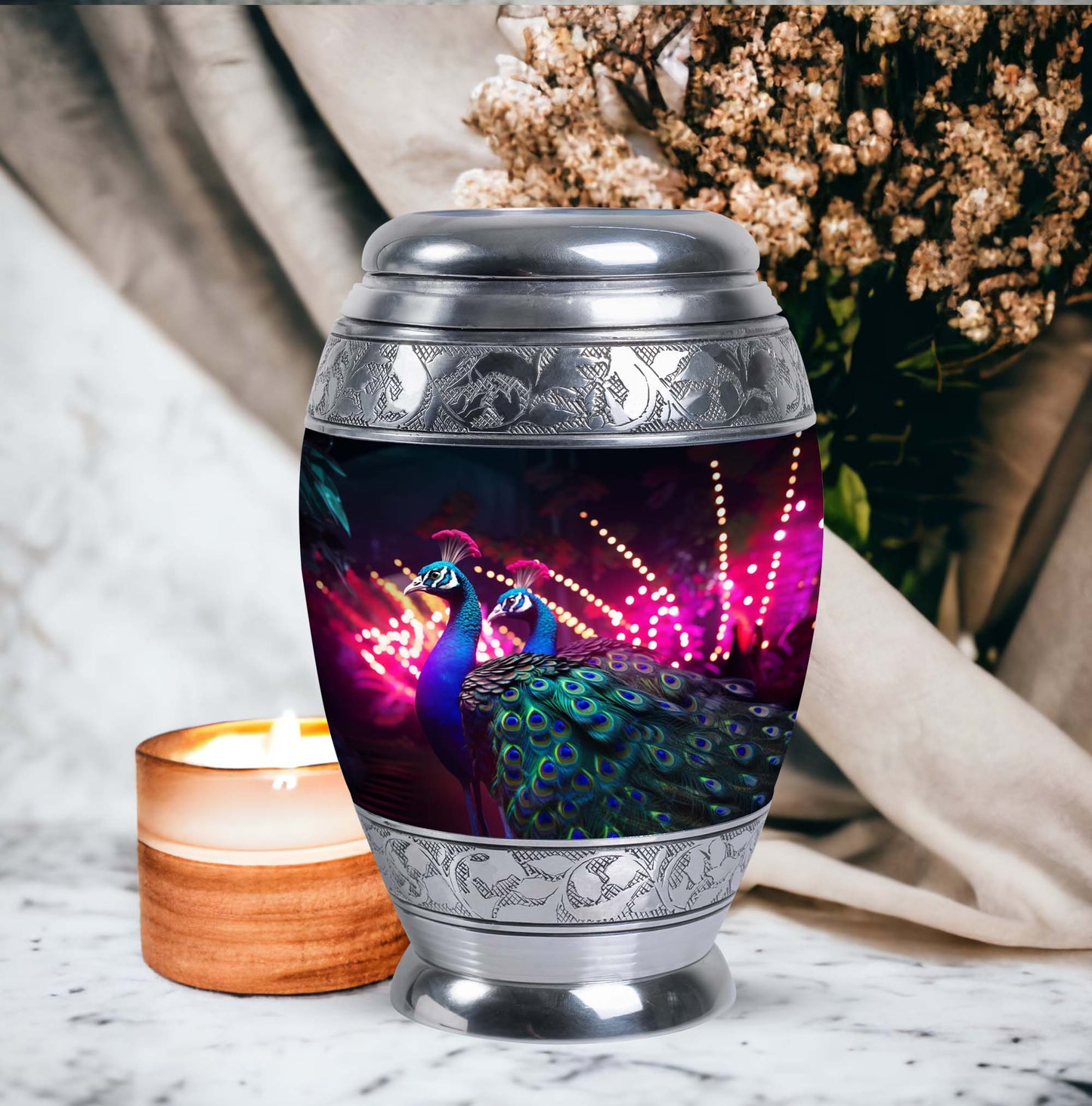 3-inch Classic Peacock Cremation Urn.