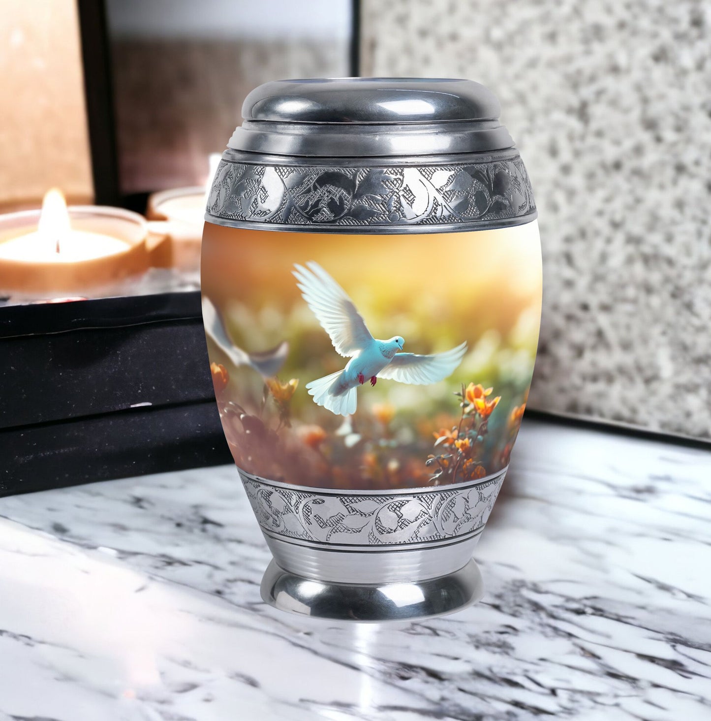 Classic Dove Urn for Human Cremation Ashes.
