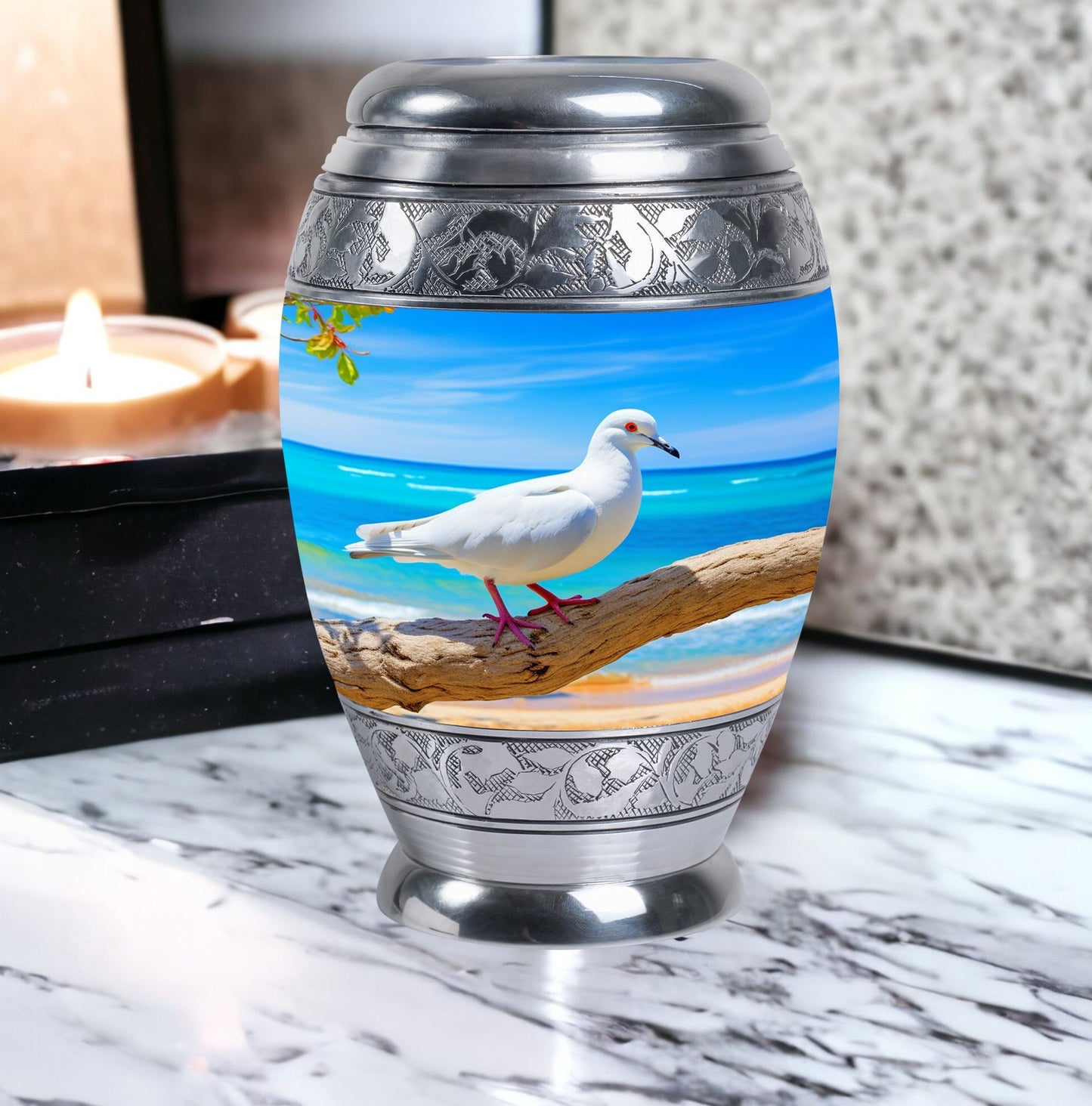 Dove Cremation Urn, classic design, personalized engraving.