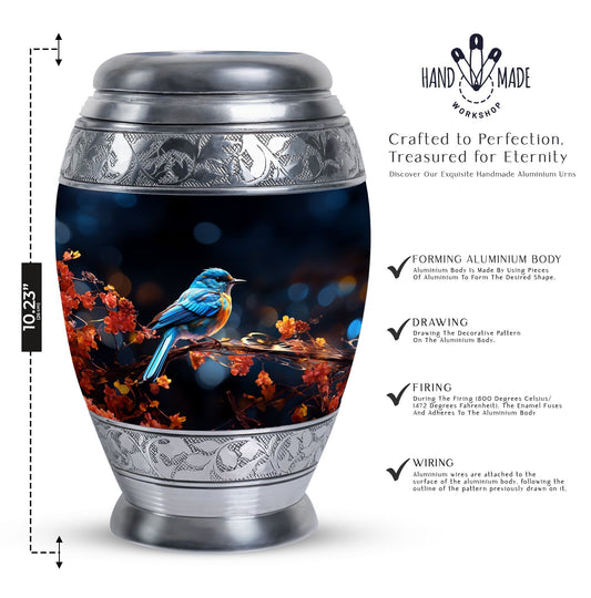 Classic Blue Sparrow Urn for Human Ashes.
