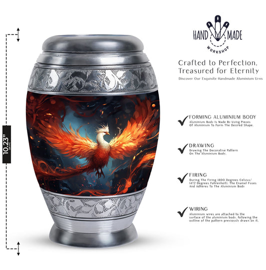 Classic white Phoenix cremation urn, aluminum large urn