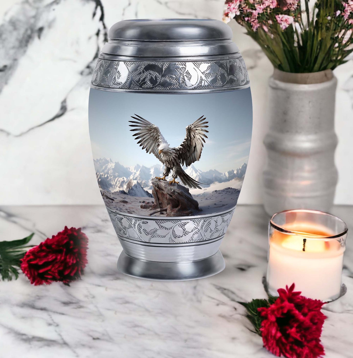 3-inch classic aluminum Eagle Urn for Ashes.