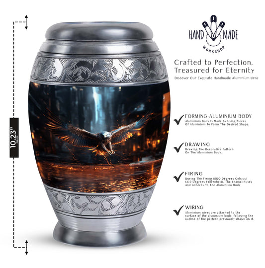 Eagle Memorial Urn, Personalized Aluminium Urn for Burial.