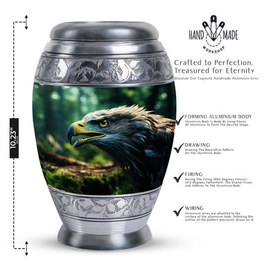 Eagle Memorial Urn in aluminium for ashes.