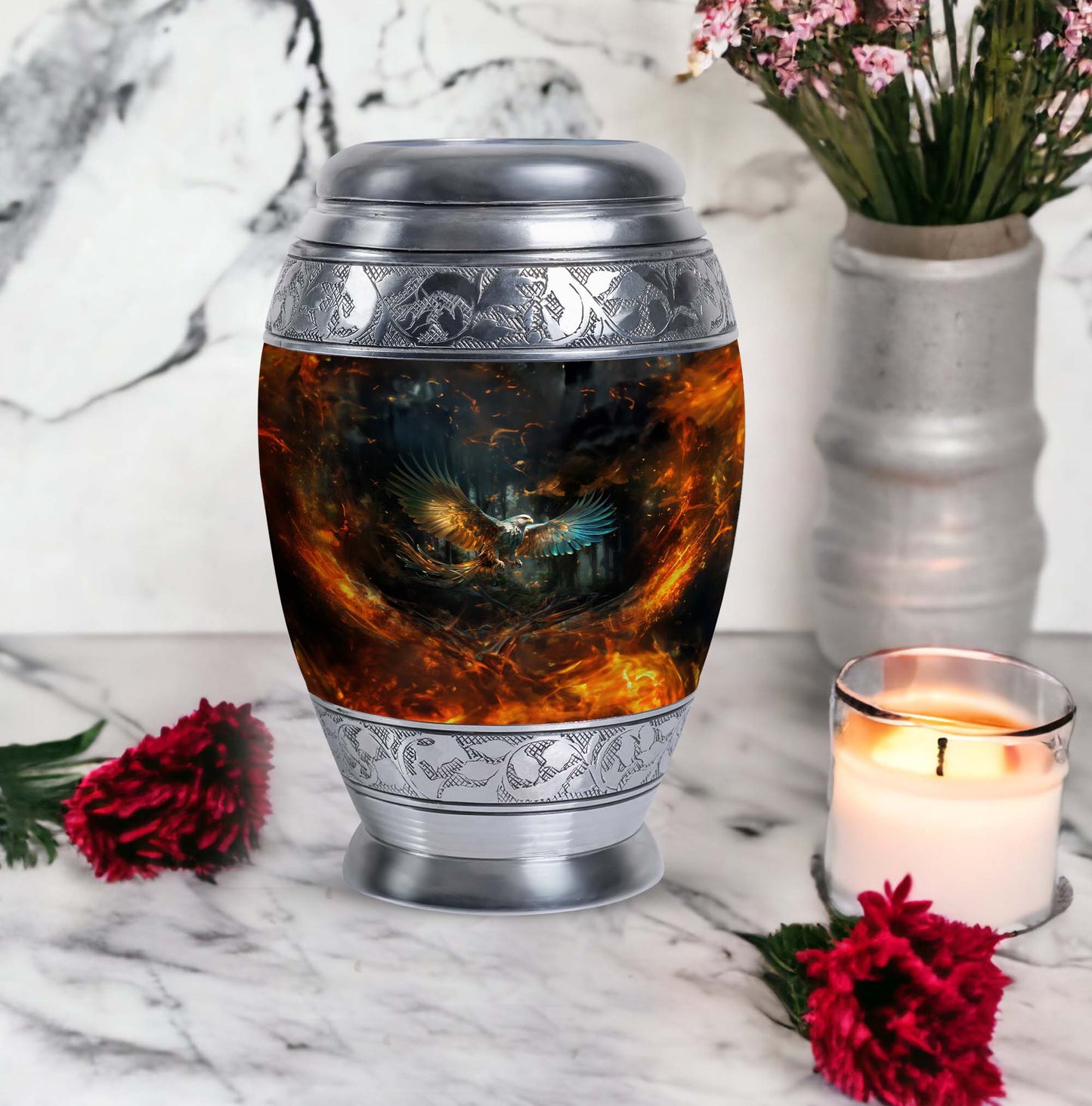 Eagle Memorial Urn, classic design, aluminium, 3-inch size.