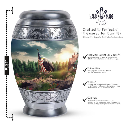 Large classic Eagle Cremation Urn made of Aluminium