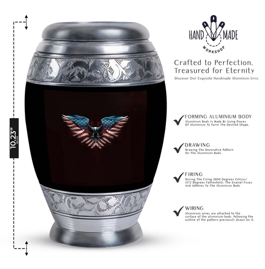 Classic Eagle Urn for Human Ashes in Aluminium.