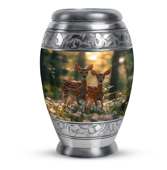 Deer Family Cremation Metal Urns For Human Ashes Large Adult