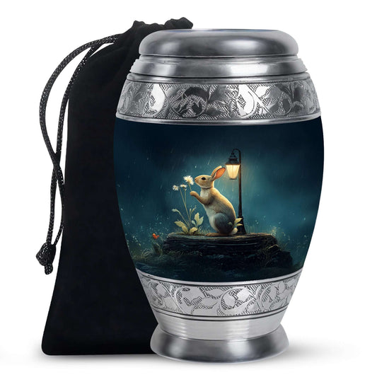 Bunny Cremation Urn for Adult Human Ashes - White Rabbit Burial Urns For Ground