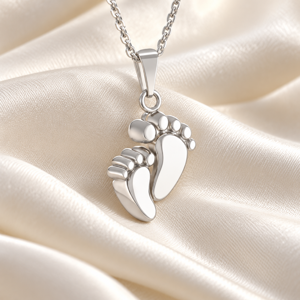 Baby Footprints Urn Necklace for Ashes