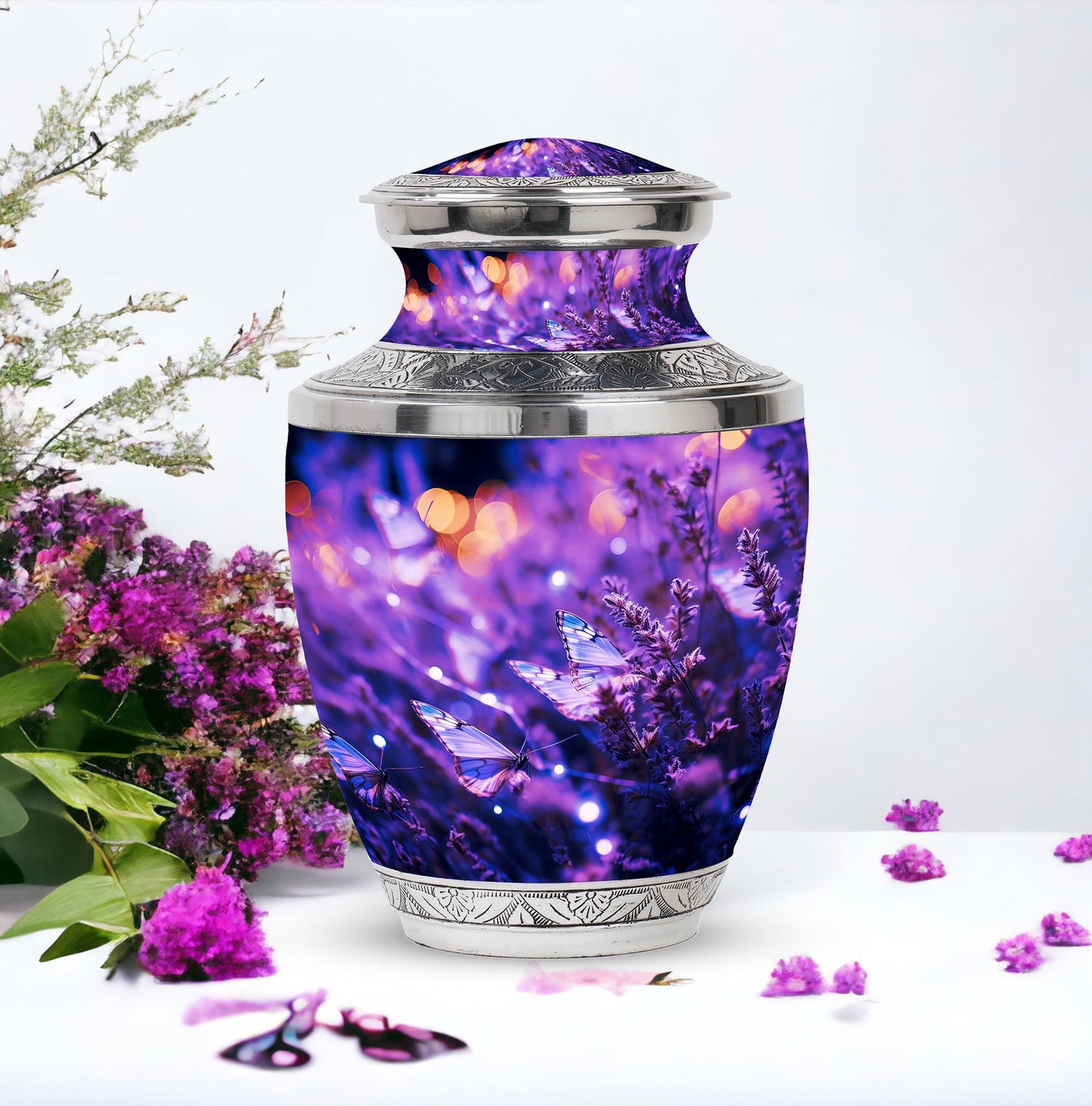 Purple Butterfly Cremation Urn for adult ashes, ideal for both men and women