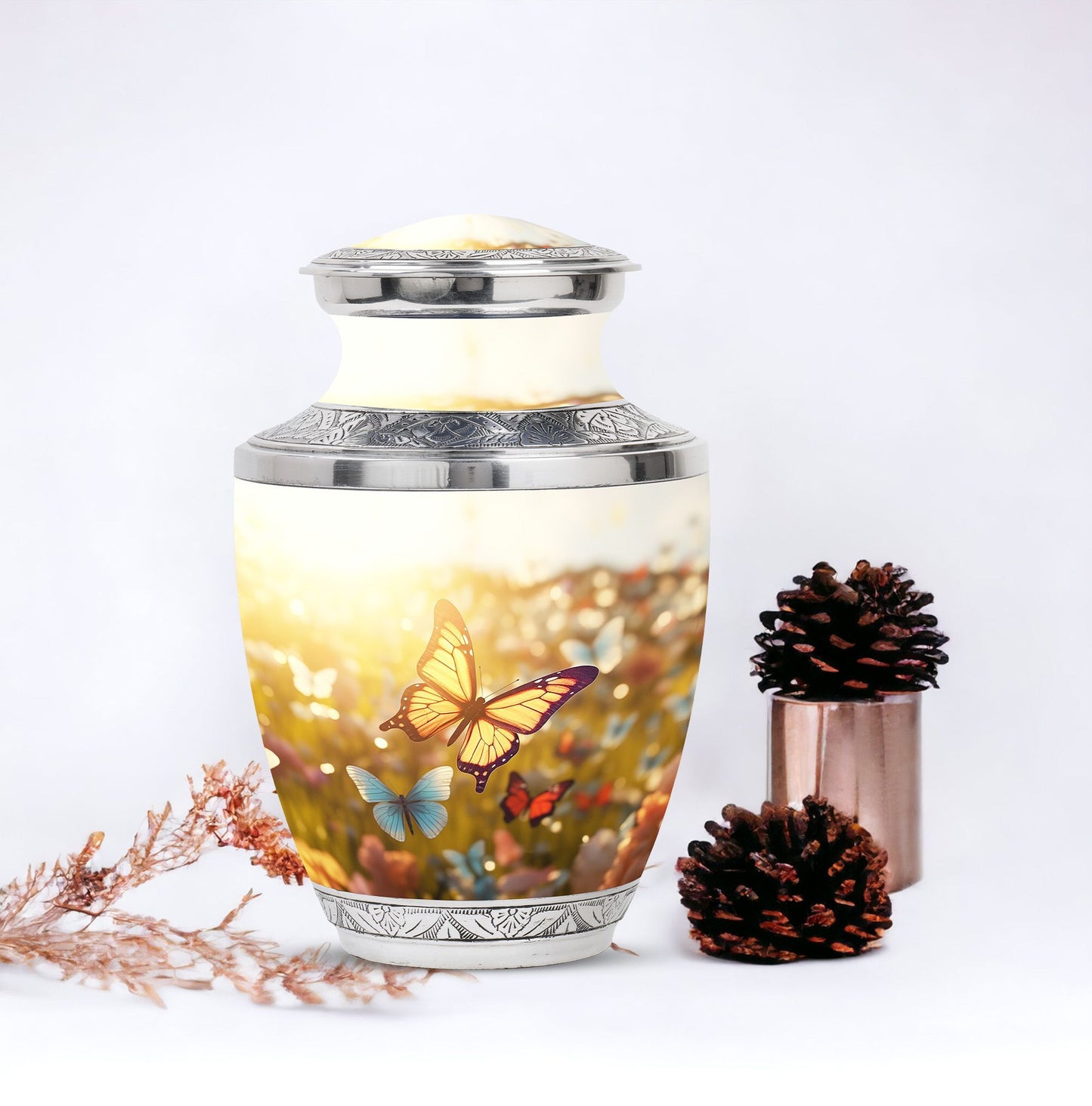 Classic 3-inch Butterflies Memorial Urn made of Aluminium