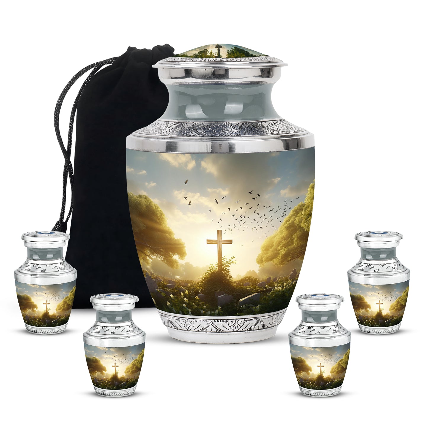 Personalized Religious Cremation Urn for Human Ashes - 10-inch, 200 cu in - Yatskia