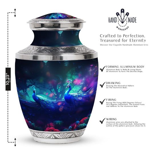 3-Inch Peacock Urn for ashes, classic design Urn.