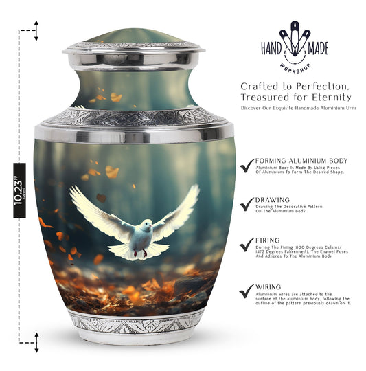 Classic 3 inch Aluminium Dove Urn for Human Ashes.