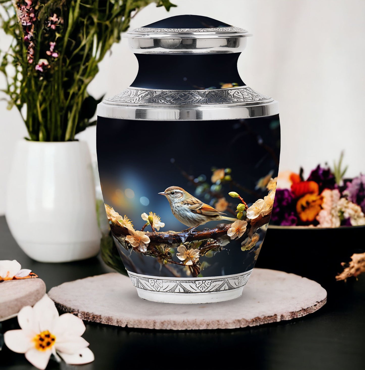 Sparrow Funeral Urn, Classic 3-Inch Aluminium Cremation Urn.