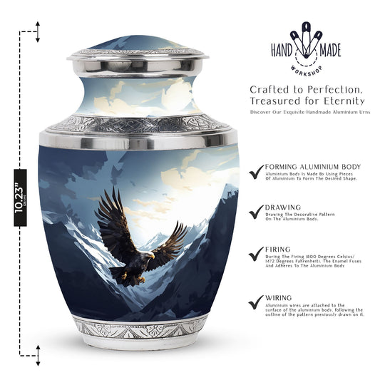 Large 3-inch Classic Flying Eagle Urn for Human Ashes.