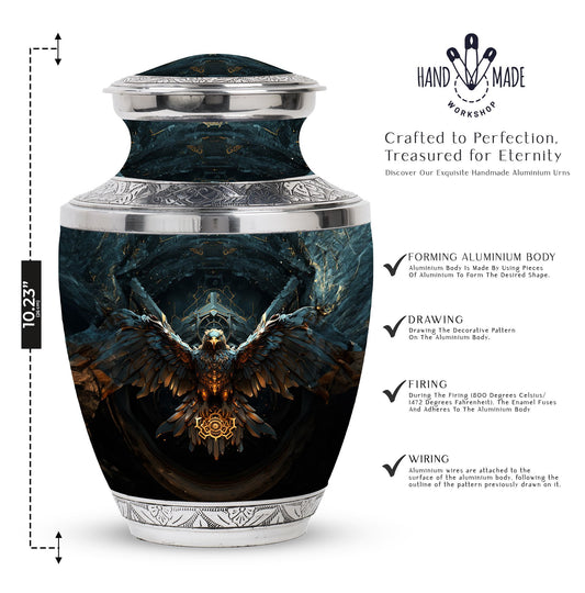 Large classic urn with an eagle design for human ashes.