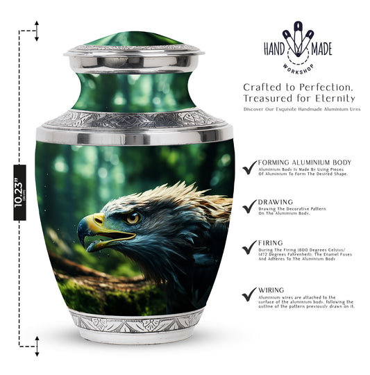 3-Inch Eagle Memorial Urn, Custom Aluminium Large Urn.