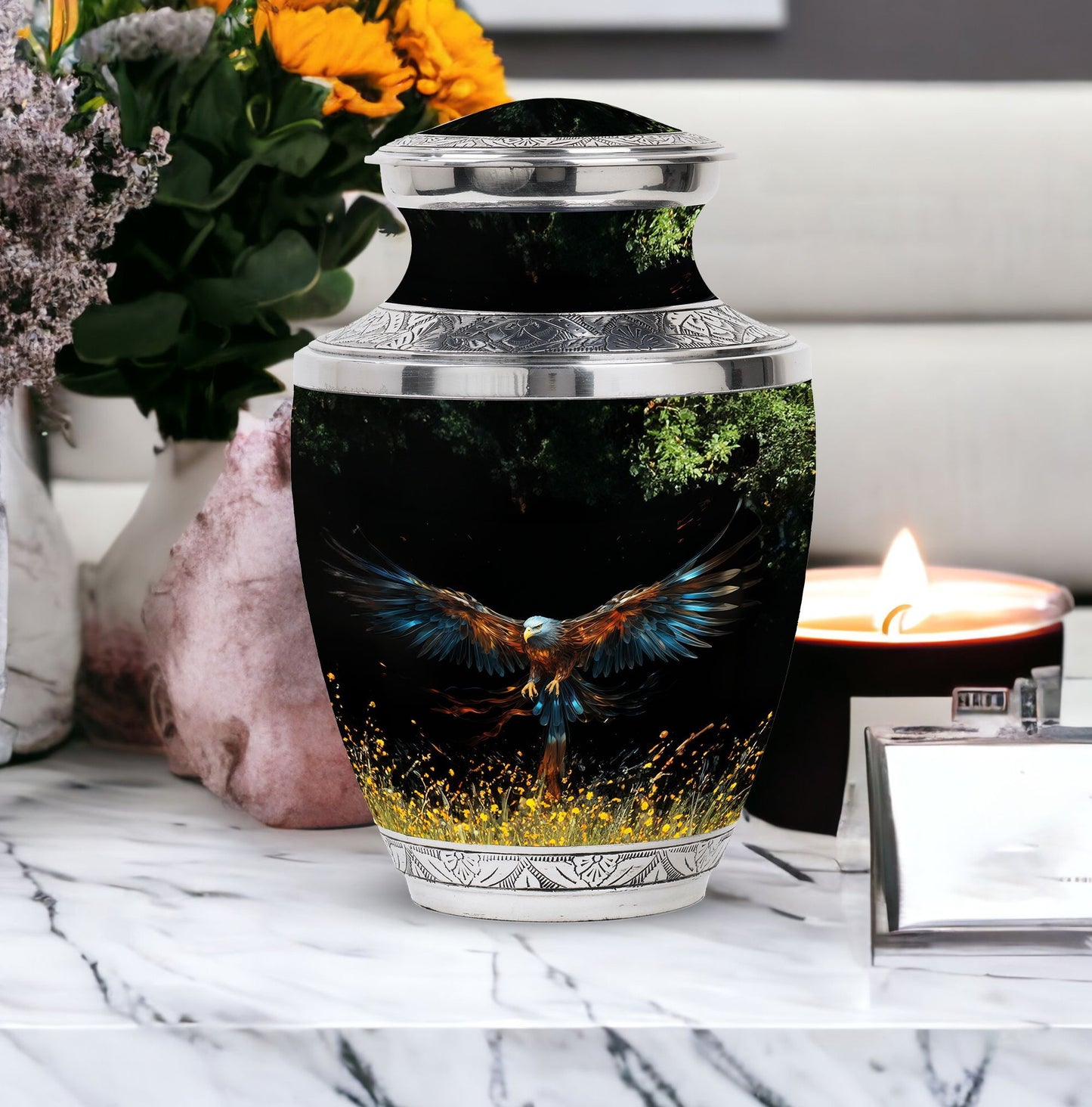 Classic Eagle Cremation Urn, aluminium.