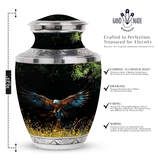 Classic Eagle Cremation Urn, aluminium.