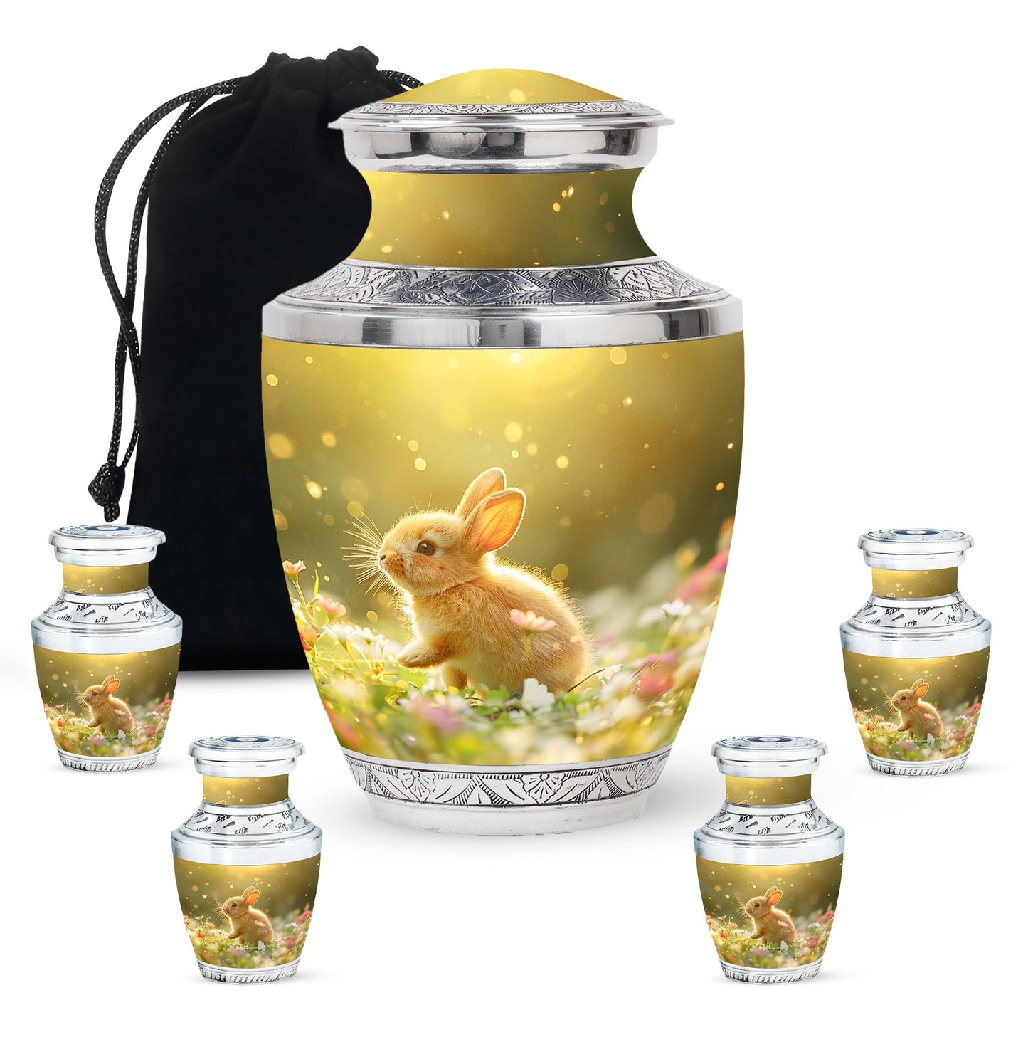Personalized Rabbit Memorial Urn for Pet Ashes - 10-inch, 200 cu in - Yatskia