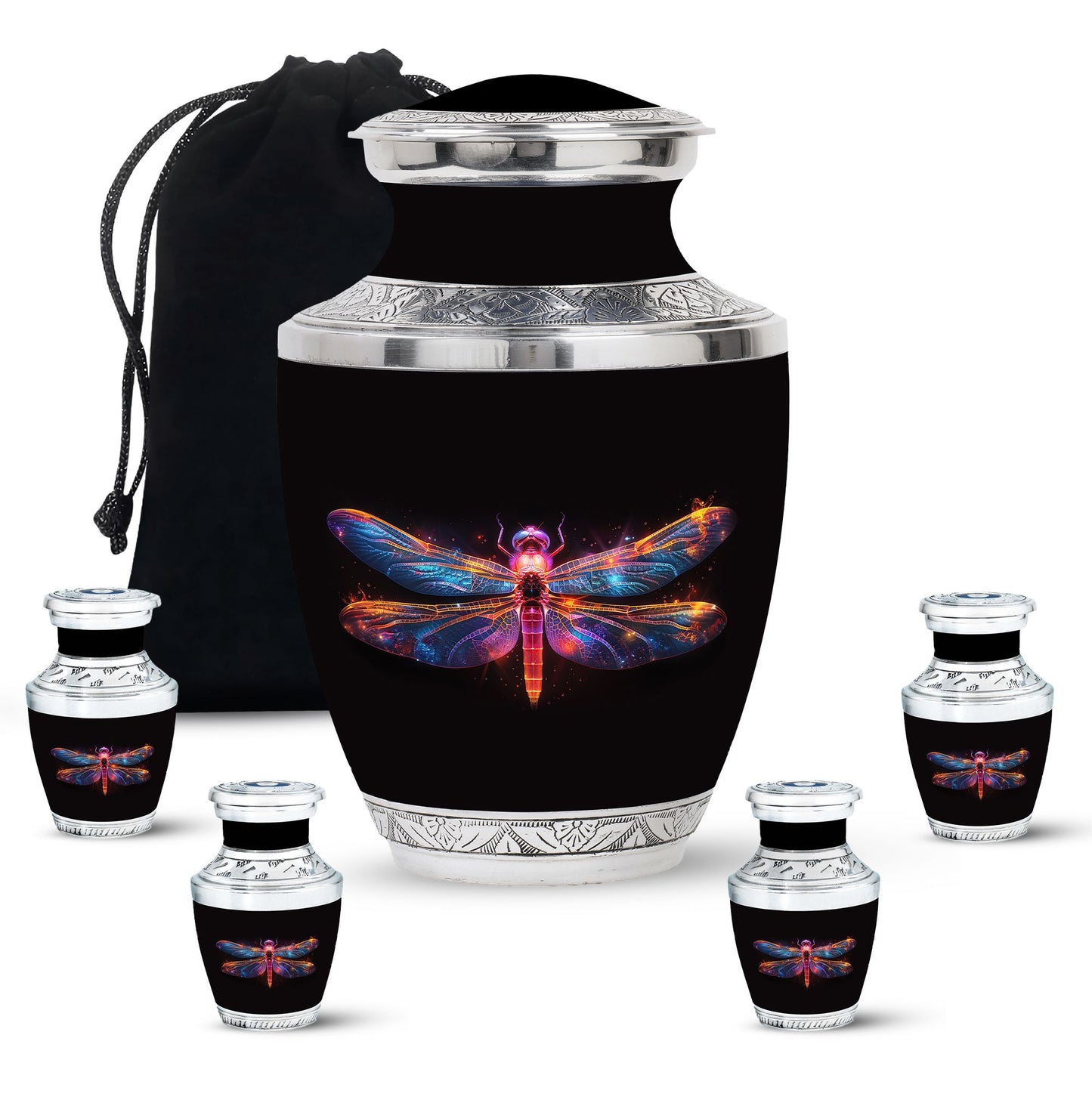 Personalized Dragonfly Cremation Urn for Women - 10-inch, 200 cu in - Yatskia