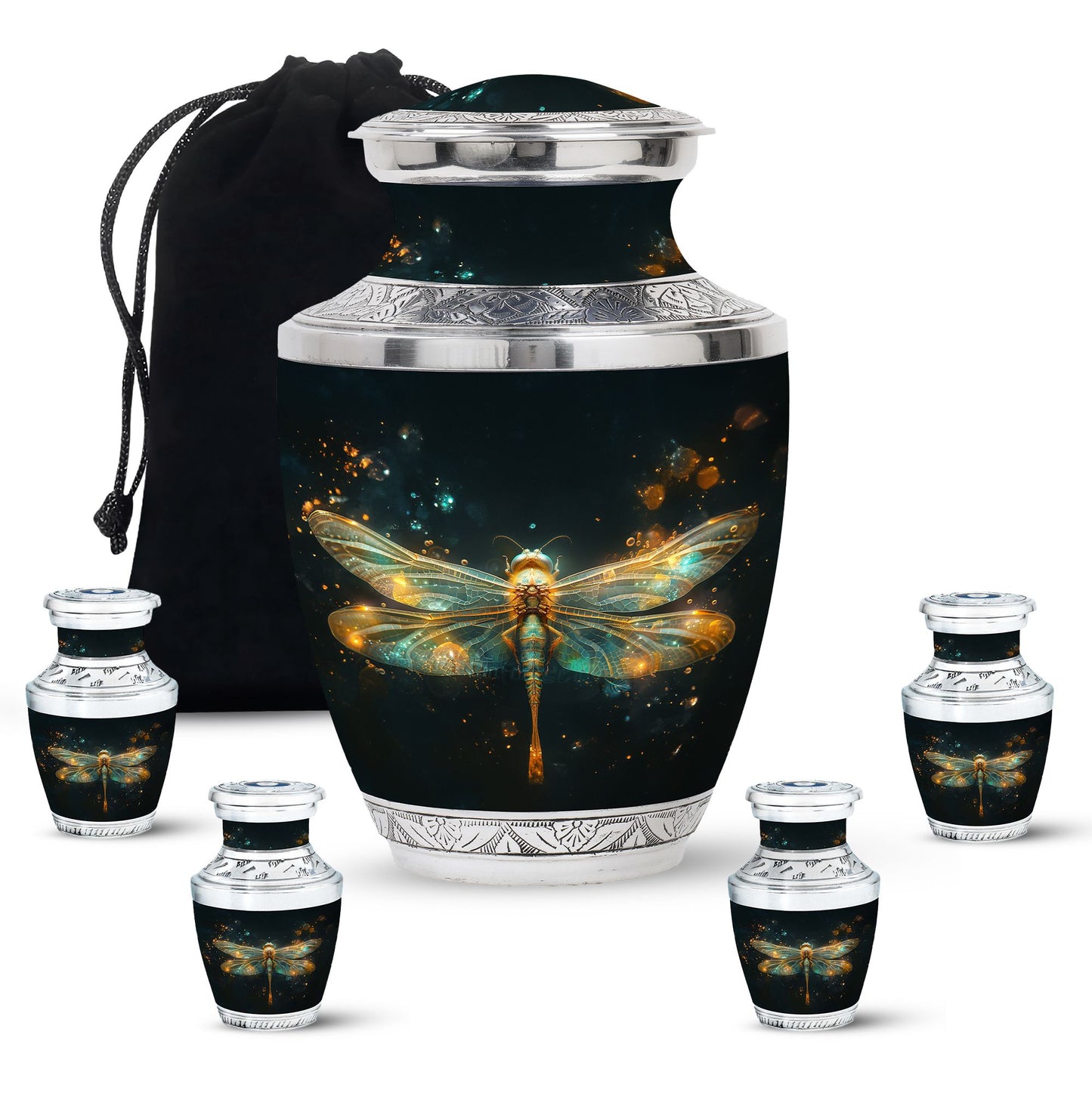 Personalized Dragonfly Cremation Urn for Women - 10-inch, 200 cu in - Yatskia