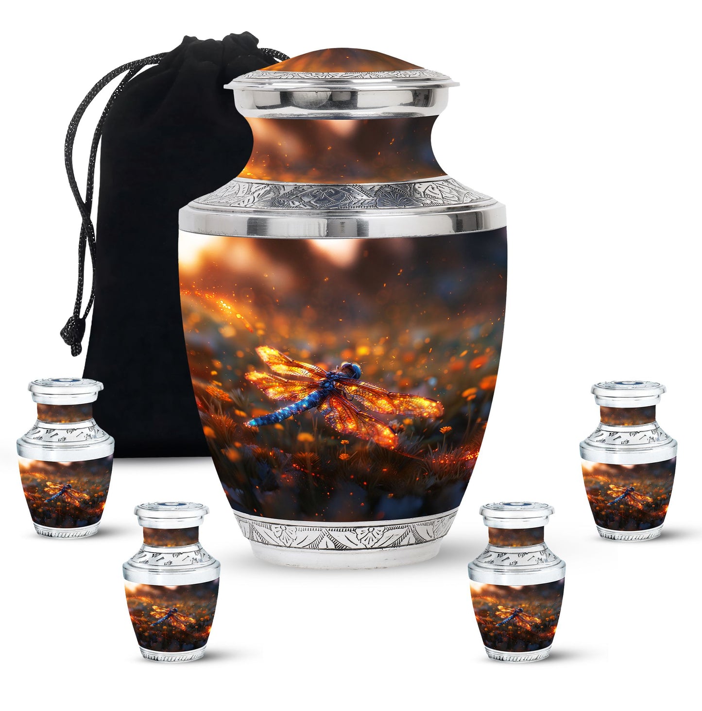 Personalized Dragonfly Memorial Urn for Human Ashes - 10-inch, 200 cu in - Yatskia