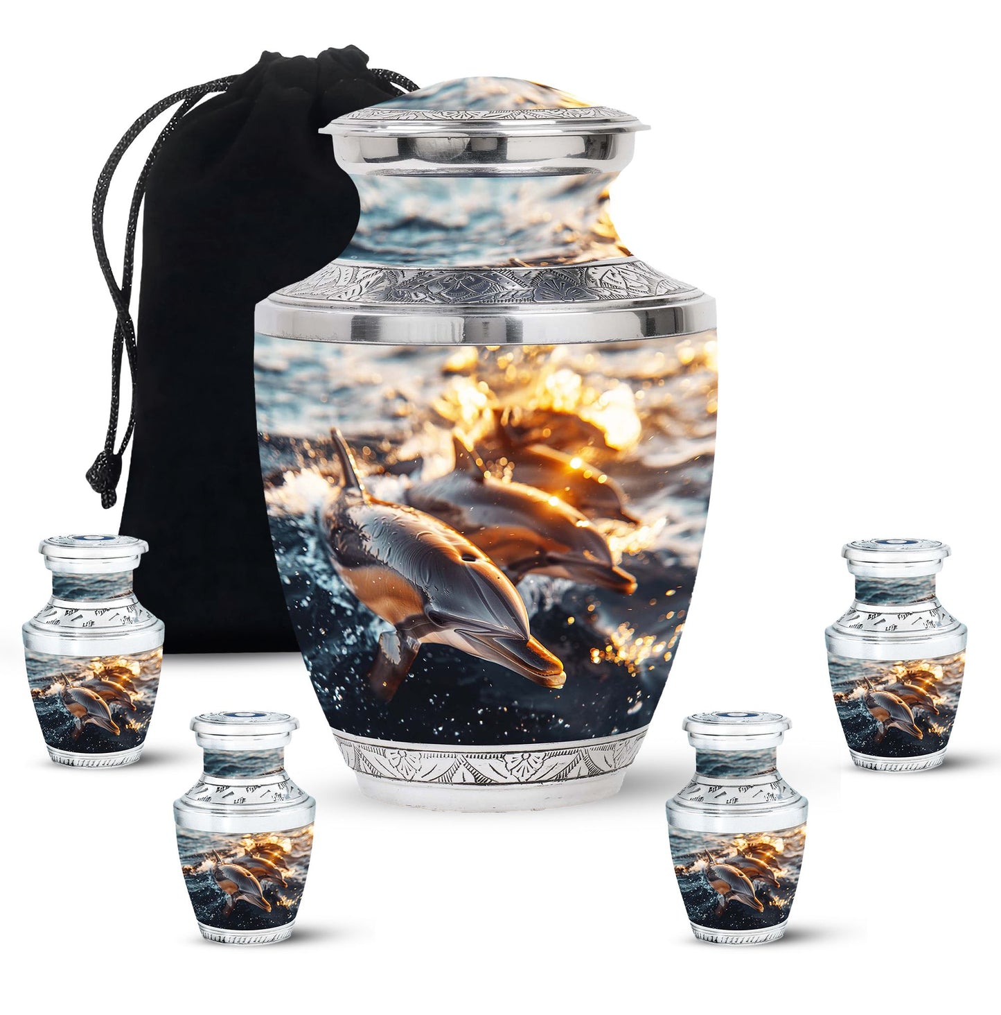 Personalized Dolphin Cremation Urn for Women - 10-inch, 200 cu in - Yatskia