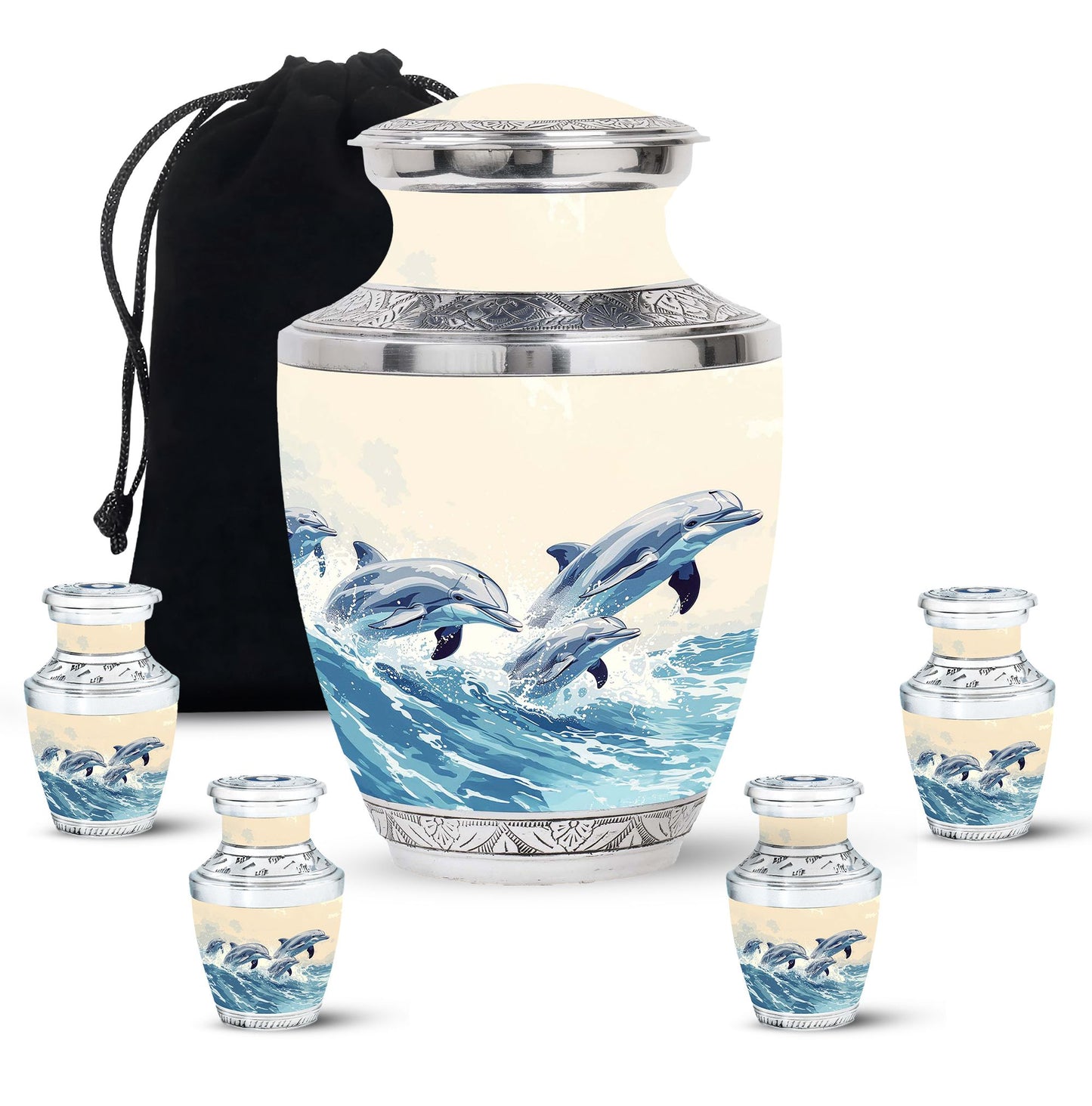 Personalized Dolphin Cremation Urn for Men & Women - 10-inch, 200 cu in - Yatskia
