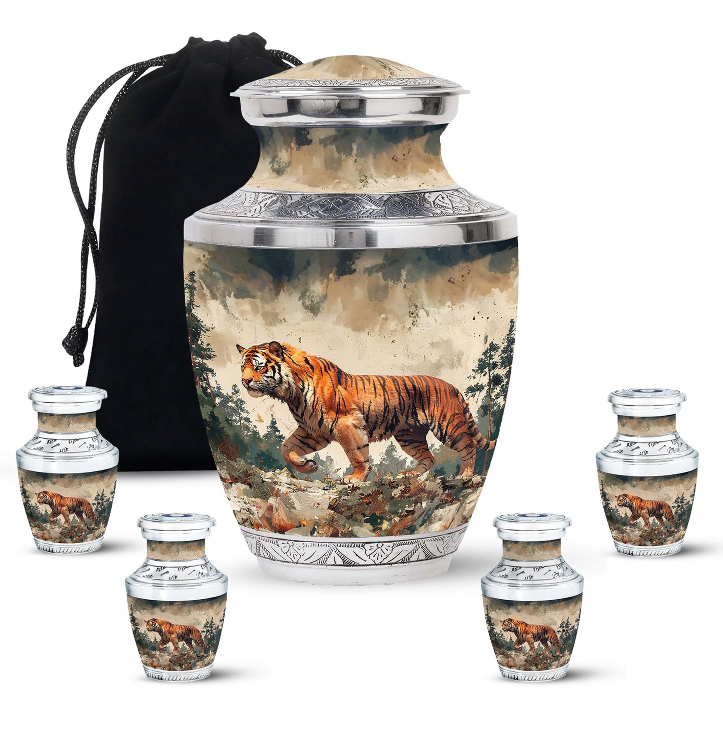 Personalized Tiger Cremation Urn for Adults - 10-inch, 200 cu in - Yatskia