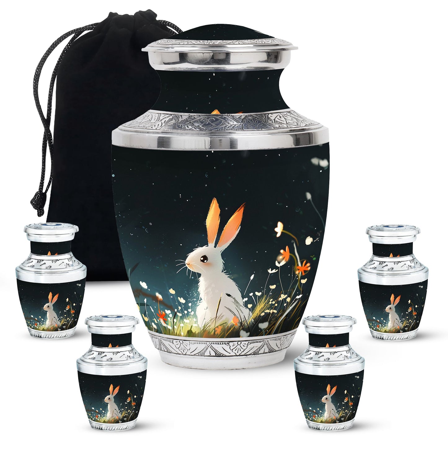 White Personalized Pet Keepsake Urn for Pet Ashes - 10-inch, 200 cu in - Yatskia