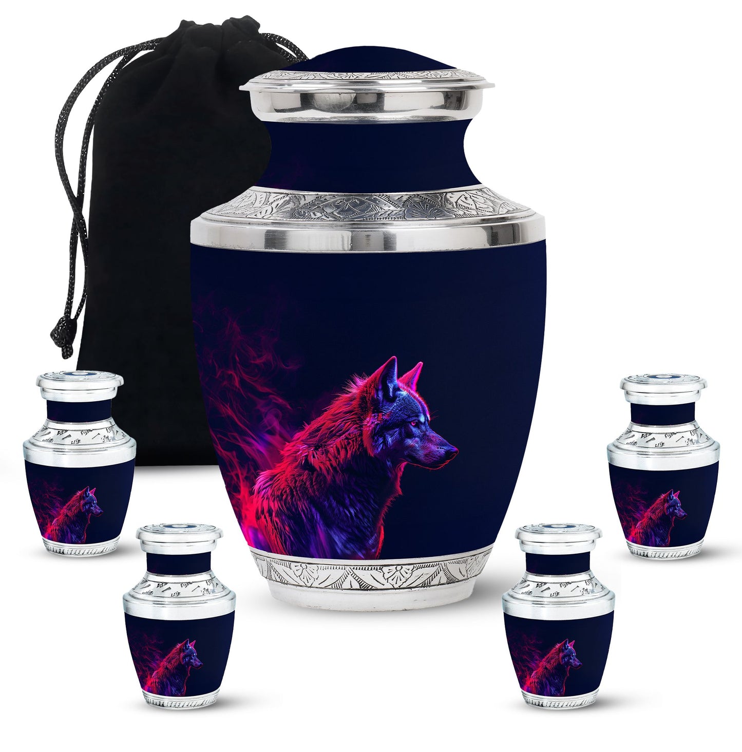 Personalized Wolf Cremation Urn for Human Ashes - 10-inch, 200 cu in - Yatskia
