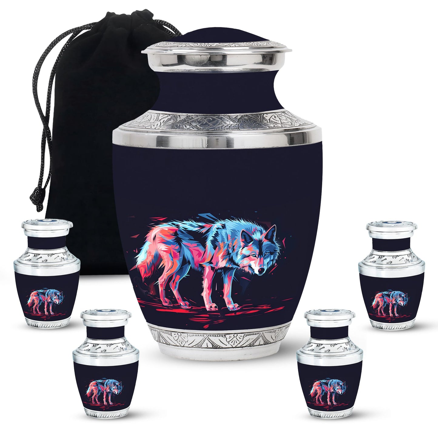 Personalized Wolf Cremation Urn for Mom - 10-inch, 200 cu in - Yatskia