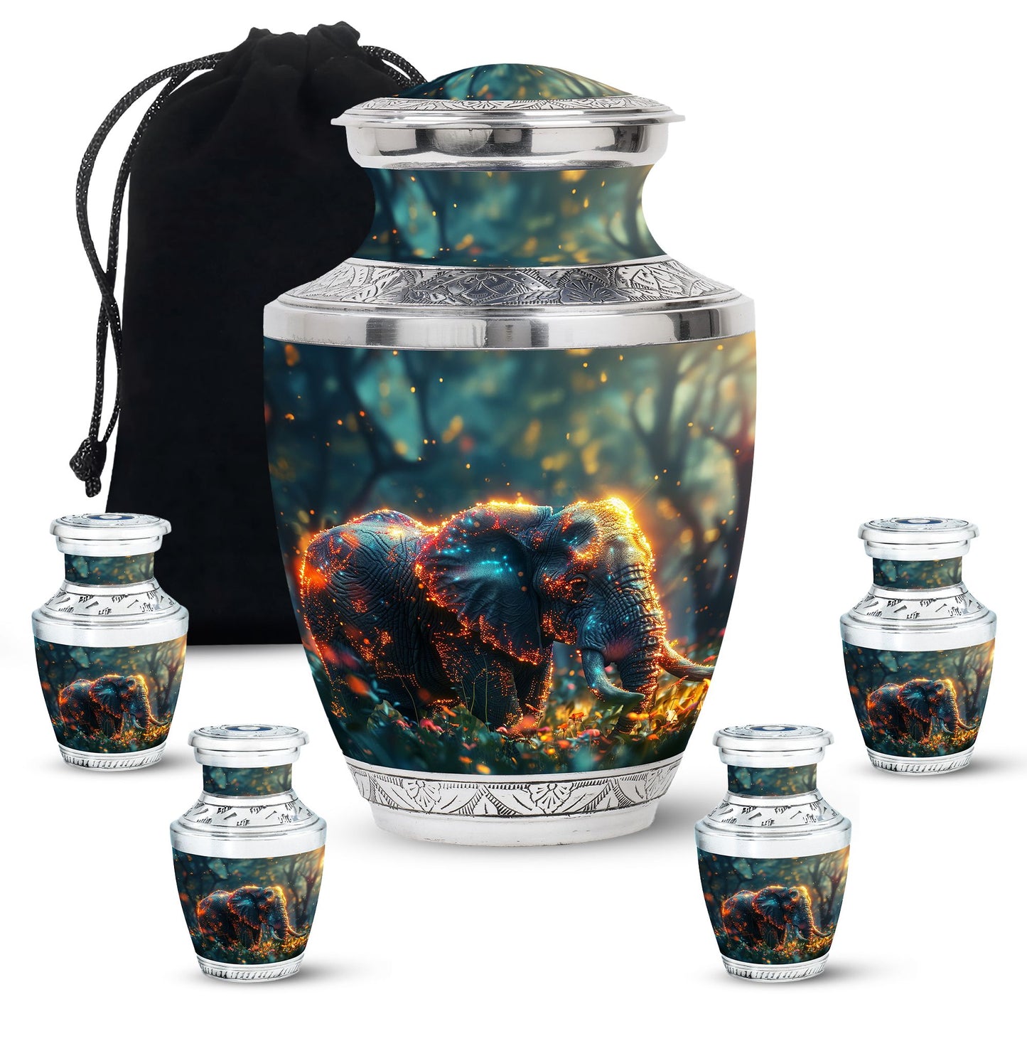 Personalized Elephant Cremation Urn for Women - 10-inch, 200 cu in - Yatskia