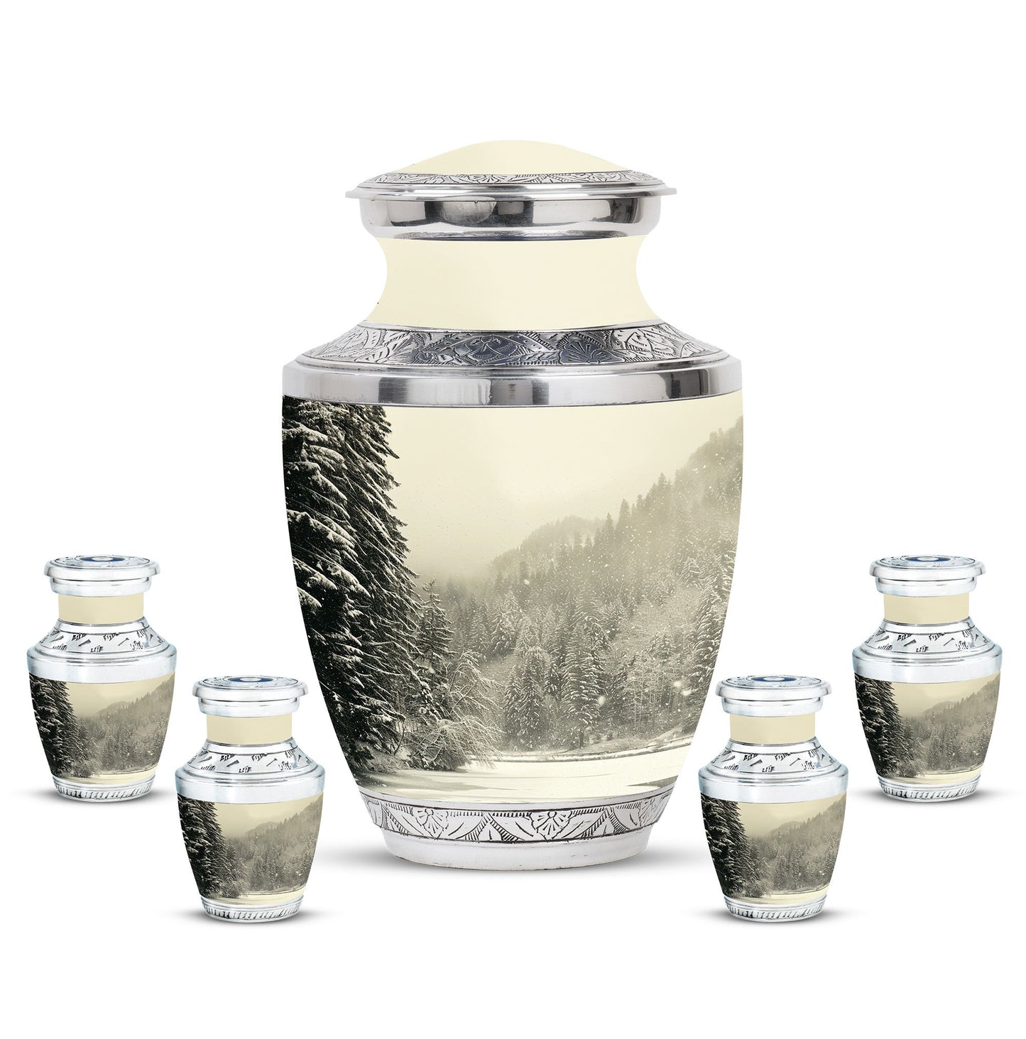 Personalized Winter Memorial Urn for Human Ashes - 10-inch, 200 cu in - Yatskia