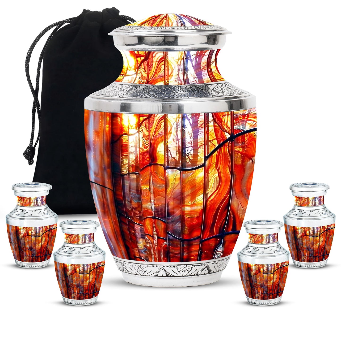 Glass Stained Glass Memorial Urn for Human Ashes - 10-inch, 200 cu in - Yatskia