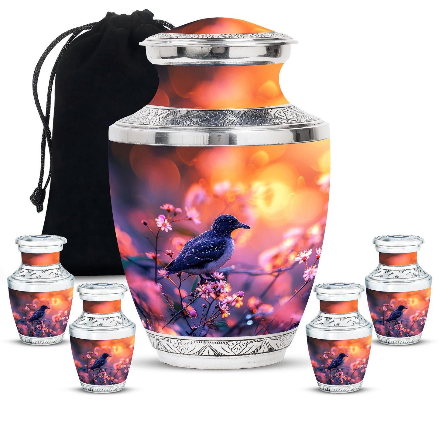 Pink Personalized Bird Cremation Urn for Human Ashes - 10-inch, 200 cu in - Yatskia
