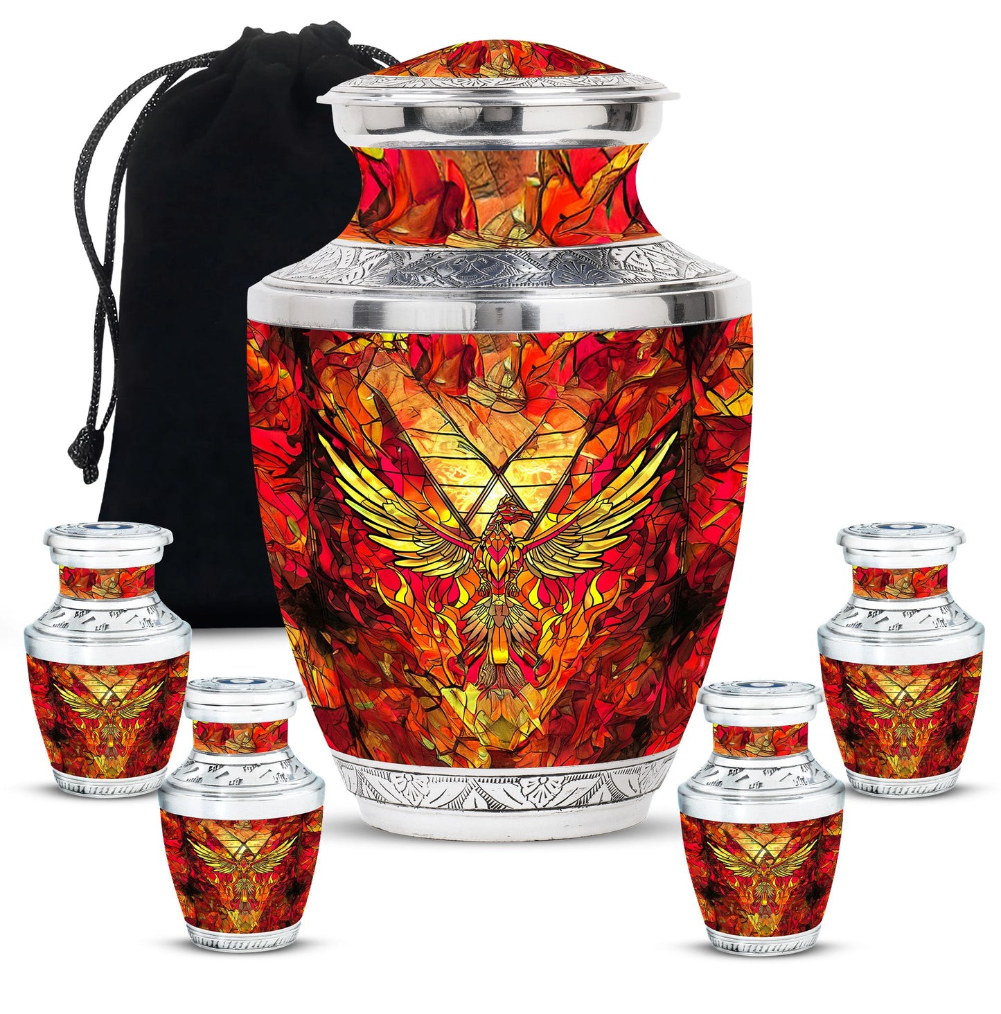 Orange Personalized Bird Cremation Urn for Human Ashes - 10-inch, 200 cu in - Yatskia